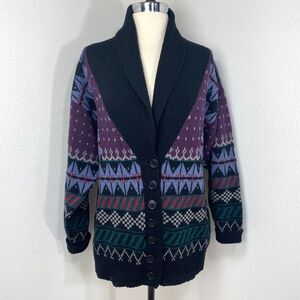 Vintage Kenneth Gordon Womens Scottish Shetland Wool Cardigan Sweater Large